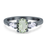 Oval Natural Stone Three Stone Ring