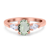 Oval Natural Stone Three Stone Ring