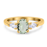 Oval Natural Stone Three Stone Ring