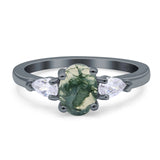 Oval Natural Stone Three Stone Ring