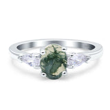 Oval Natural Stone Three Stone Ring