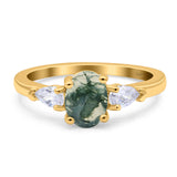 Oval Natural Stone Three Stone Ring