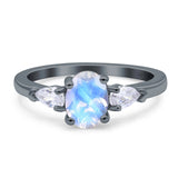 Oval Natural Stone Three Stone Ring