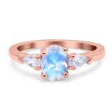 Oval Natural Stone Three Stone Ring