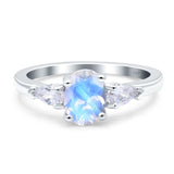 Oval Natural Stone Three Stone Ring