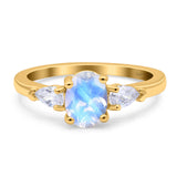 Oval Natural Stone Three Stone Ring