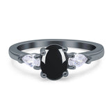 Oval Natural Stone Three Stone Ring