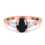 Oval Natural Stone Three Stone Ring