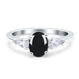 Oval Natural Stone Three Stone Ring