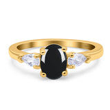 Oval Natural Stone Three Stone Ring