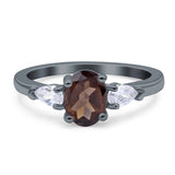 Oval Natural Stone Three Stone Ring
