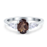 Oval Natural Stone Three Stone Ring