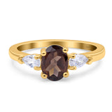 Oval Natural Stone Three Stone Ring