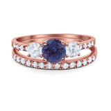 Three Stone Round Vintage Style Ring