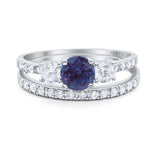 Three Stone Round Vintage Style Ring