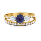 Three Stone Round Vintage Style Ring