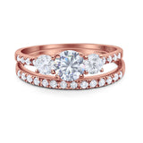Three Stone Round Vintage Style Ring