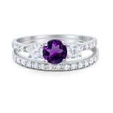 Three Stone Round Vintage Style Ring