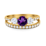 Three Stone Round Vintage Style Ring