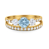 Three Stone Round Vintage Style Ring