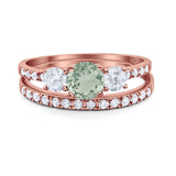 Three Stone Round Vintage Style Ring