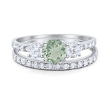 Three Stone Round Vintage Style Ring