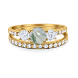 Three Stone Round Vintage Style Ring