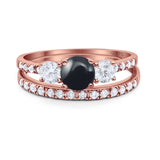 Three Stone Round Vintage Style Ring