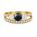 Three Stone Round Vintage Style Ring