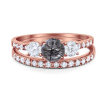 Three Stone Round Vintage Style Ring