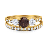 Three Stone Round Vintage Style Ring
