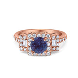 Art Deco Round Natural Stone Halo Princess Cut Ring