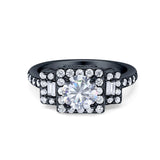 Art Deco Round Natural Stone Halo Princess Cut Ring