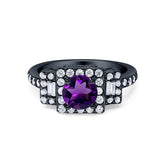 Art Deco Round Natural Stone Halo Princess Cut Ring