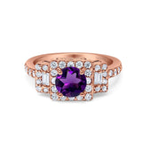 Art Deco Round Natural Stone Halo Princess Cut Ring
