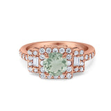 Art Deco Round Natural Stone Halo Princess Cut Ring