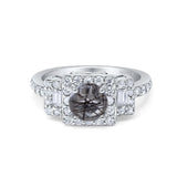 Art Deco Round Natural Stone Halo Princess Cut Ring