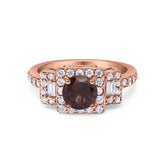 Art Deco Round Natural Stone Halo Princess Cut Ring