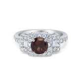 Art Deco Round Natural Stone Halo Princess Cut Ring