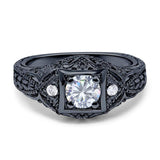 Art Deco Round Natural Stone Filigree Ring