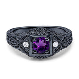 Art Deco Round Natural Stone Filigree Ring