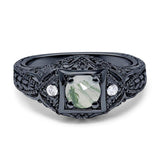 Art Deco Round Natural Stone Filigree Ring