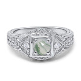Art Deco Round Natural Stone Filigree Ring
