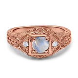 Art Deco Round Natural Stone Filigree Ring
