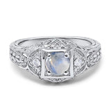 Art Deco Round Natural Stone Filigree Ring