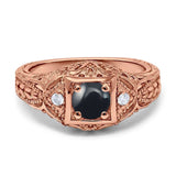Art Deco Round Natural Stone Filigree Ring
