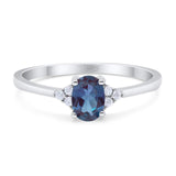 Art Deco Oval Lab Alexandrite Wedding Ring 925 Sterling Silver
