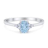 Art Deco Oval Natural Aquamarine Wedding Ring 925 Sterling Silver
