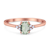 Art Deco Oval Natural Stone Wedding Ring