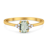 Art Deco Oval Natural Stone Wedding Ring